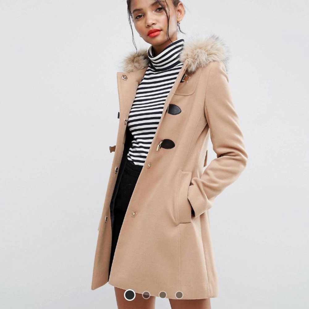 ASOS duffel coat with faux fur hood